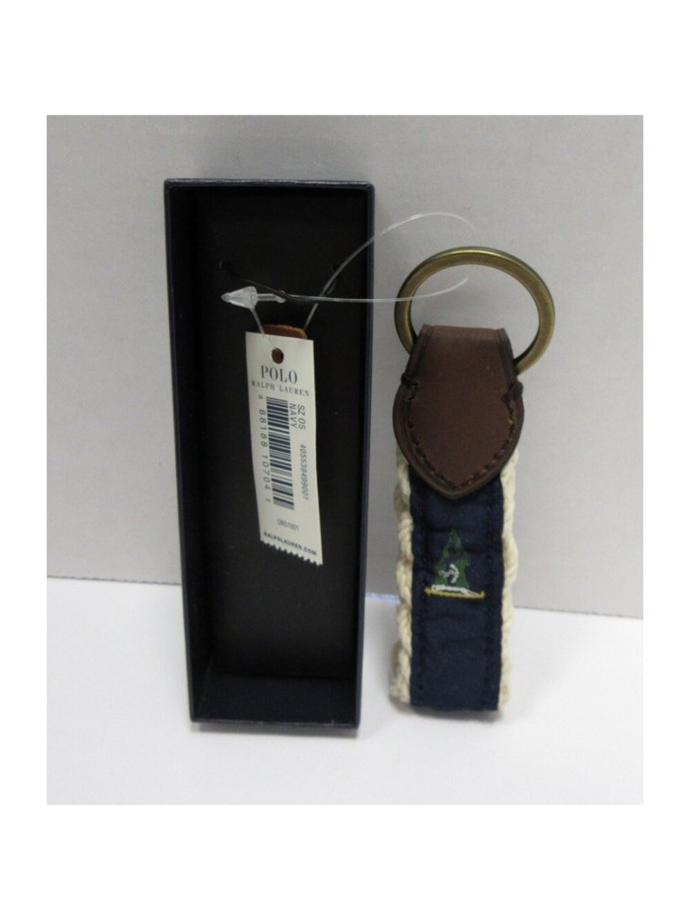 Polo Ralph Lauren Keychain Navy Nautical Braided Rope Leather Anchor